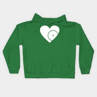 Heart with Road Bike Wheel for Cycling Lovers Kids Hoodie